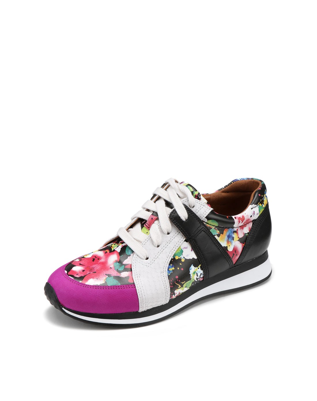 enzo 15年新款黑白/紫色多彩印花潮流系带休闲鞋