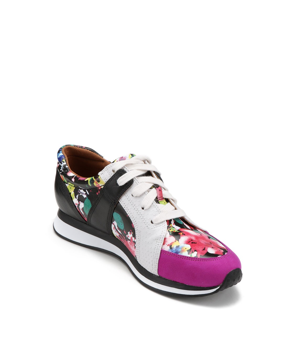 enzo 15年新款黑白/紫色多彩印花潮流系带休闲鞋