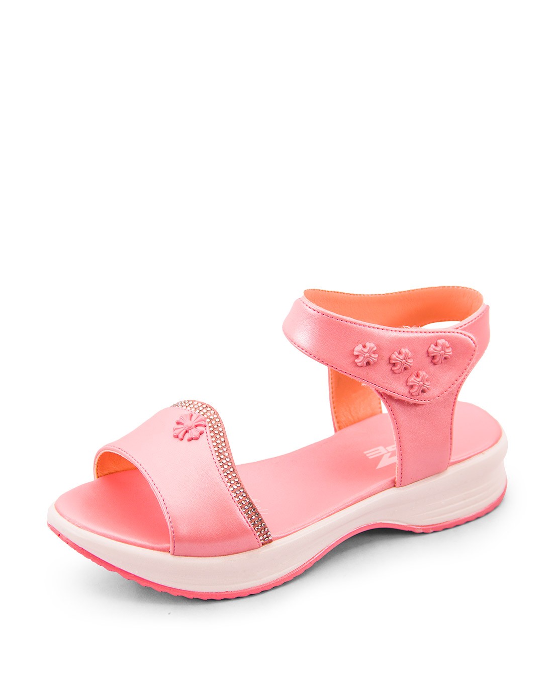 女小童粉红小花优雅夏季公主皮凉鞋