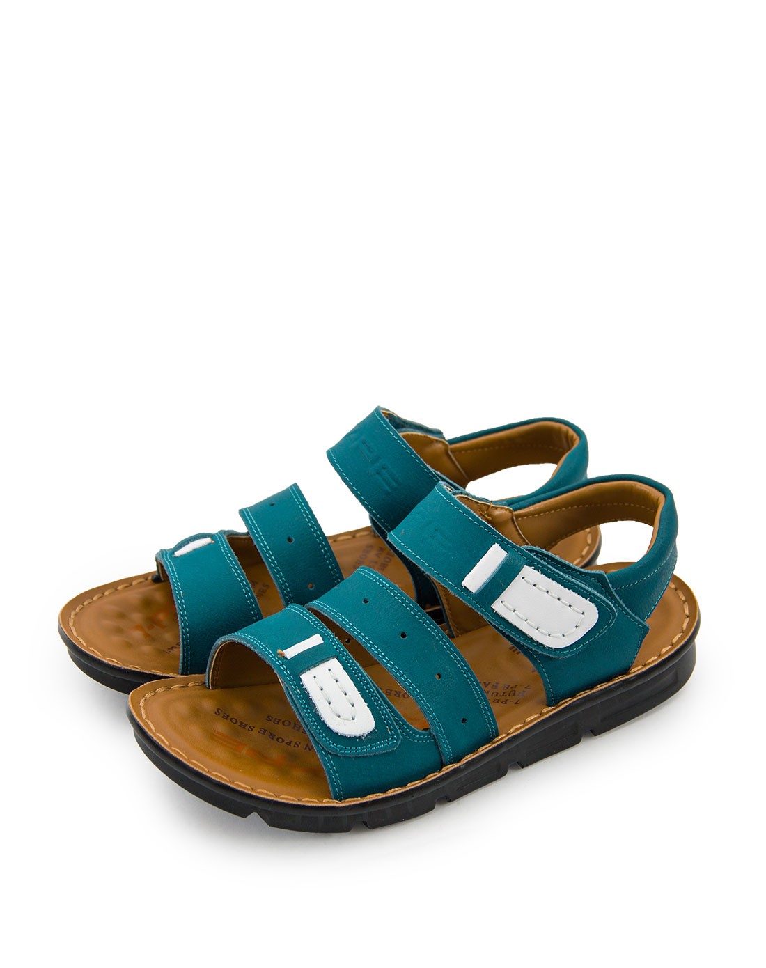 男大童蓝色动感拼接夏季休闲皮凉鞋