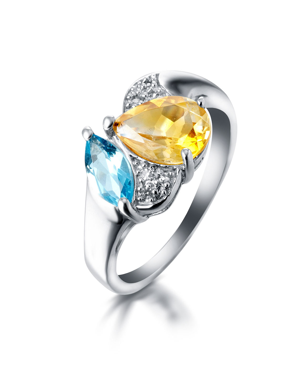 [ 瑞切尔 ] 925银天然黄水晶托帕石戒指相伴