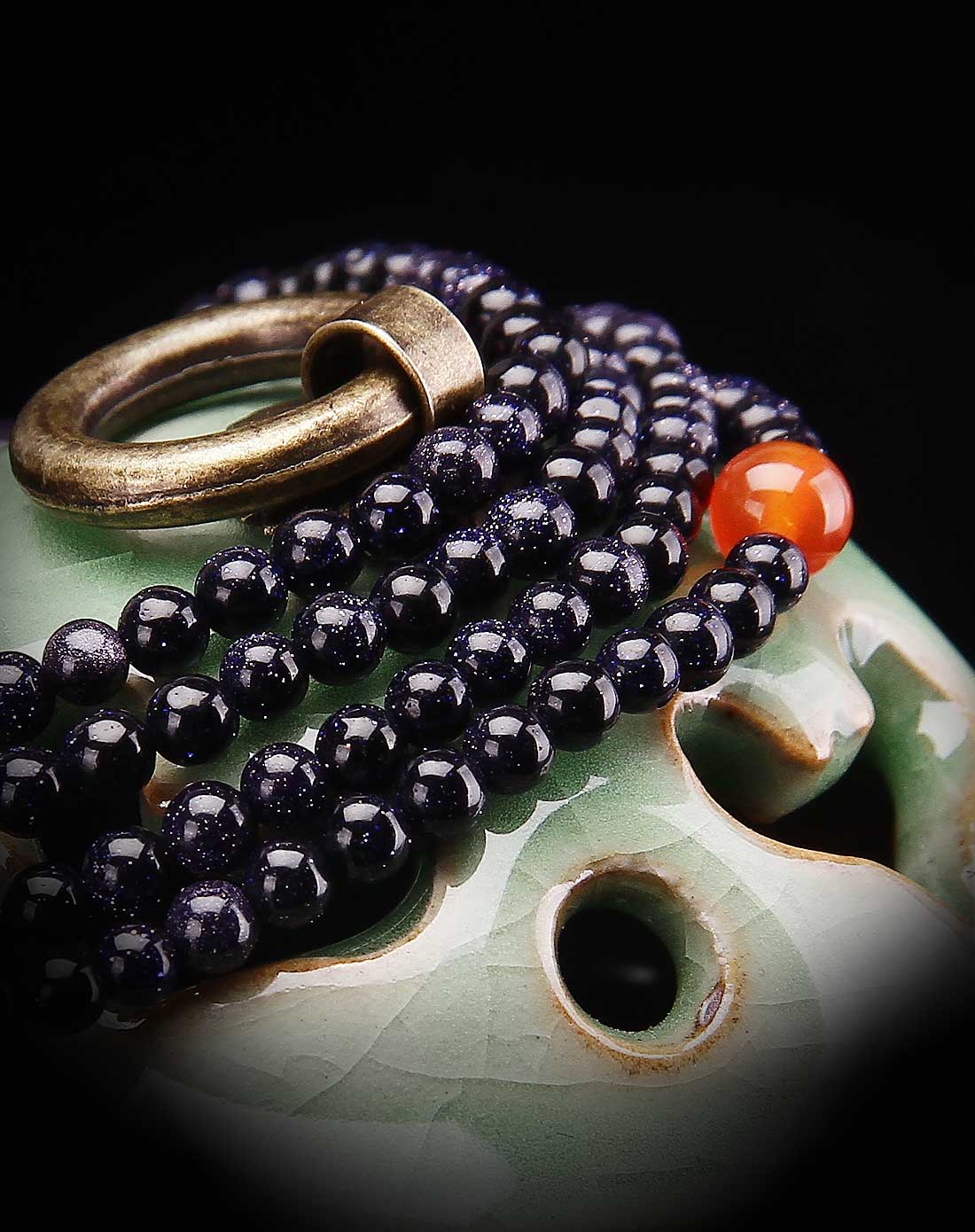 蓝星石转运5圈圆珠手串