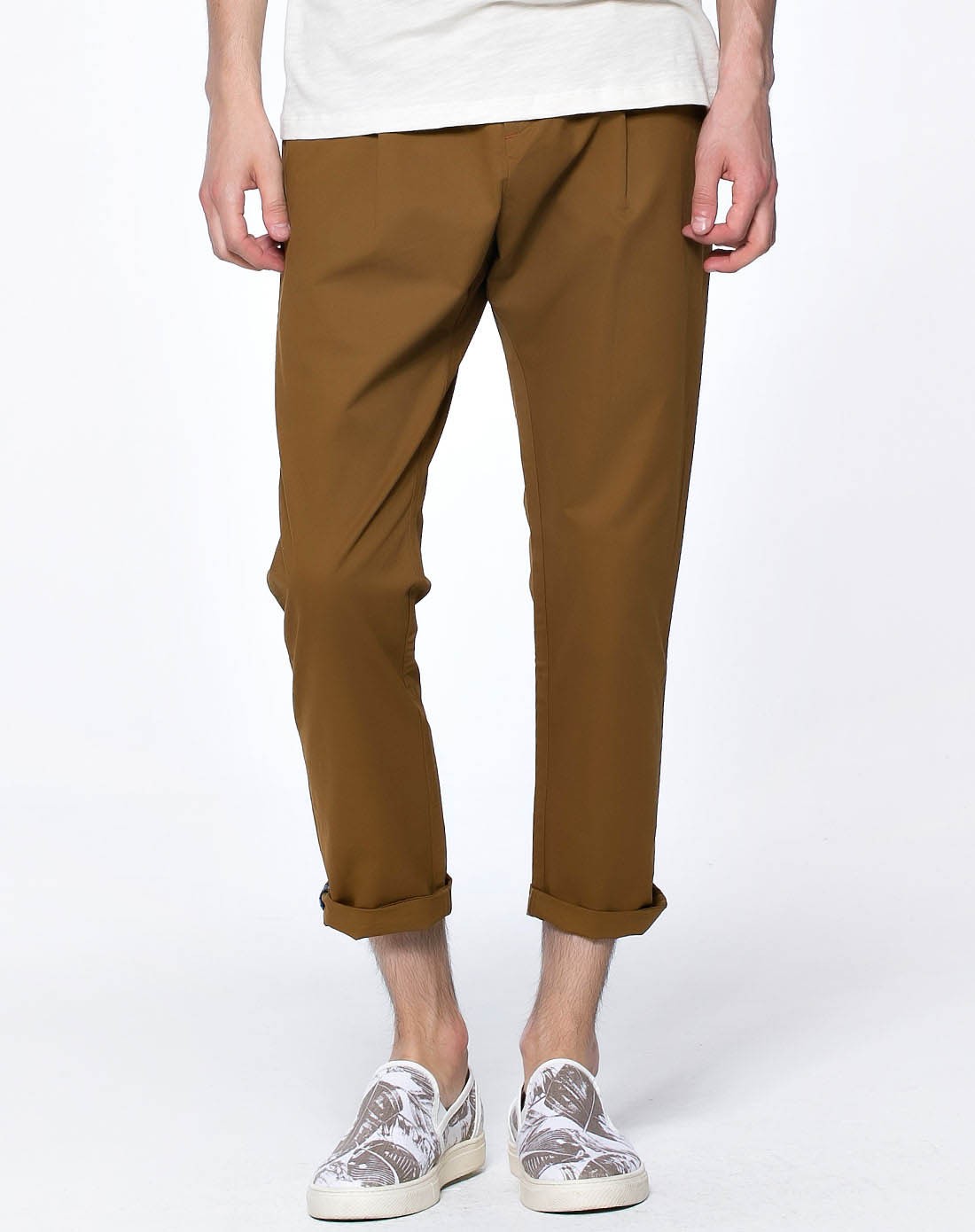 浅棕色修身休闲长裤