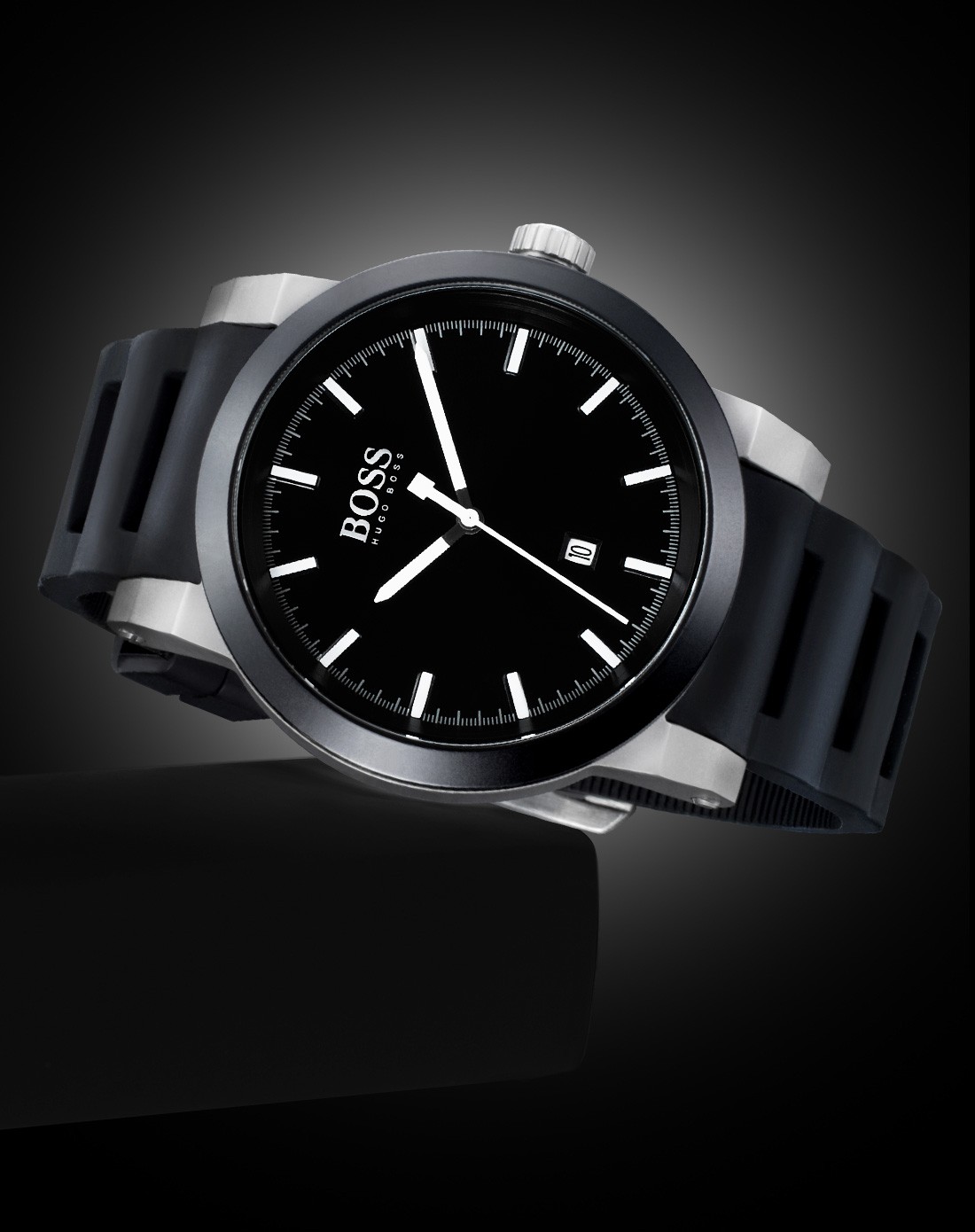 hugo boss手表专场 > 男士 时尚设计休闲黑色腕表