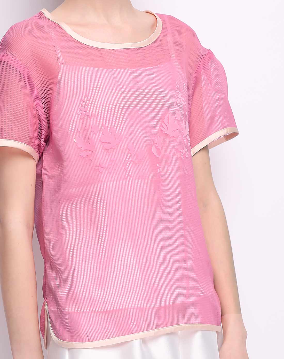 女式桃粉色两件套雪纺衫