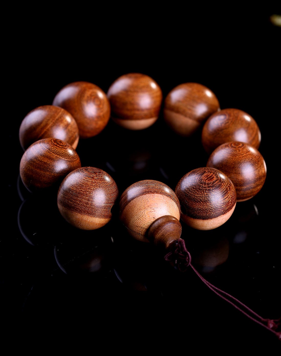 金丝檀阴阳木手串25mm10颗