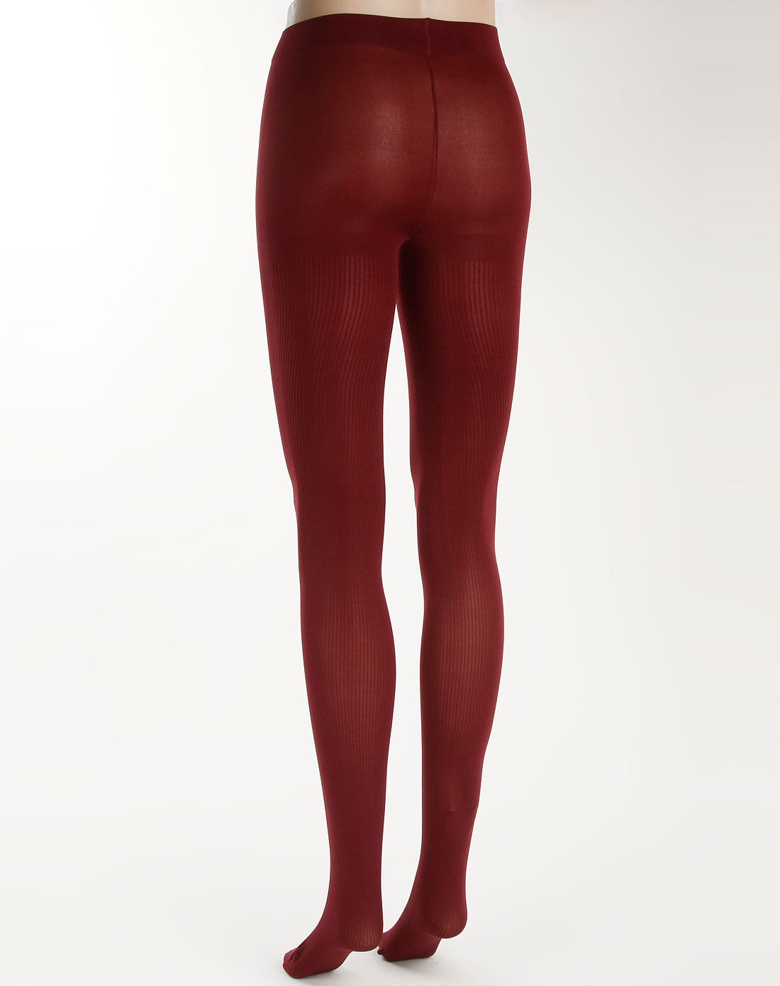 酒红色中厚竖纹连裤袜