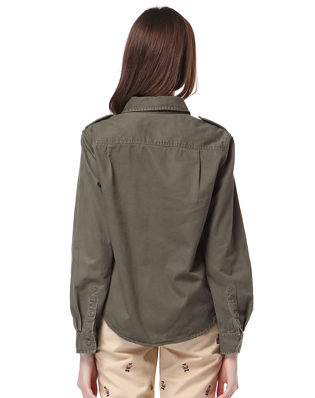 灰绿色个性时尚长袖衬衫