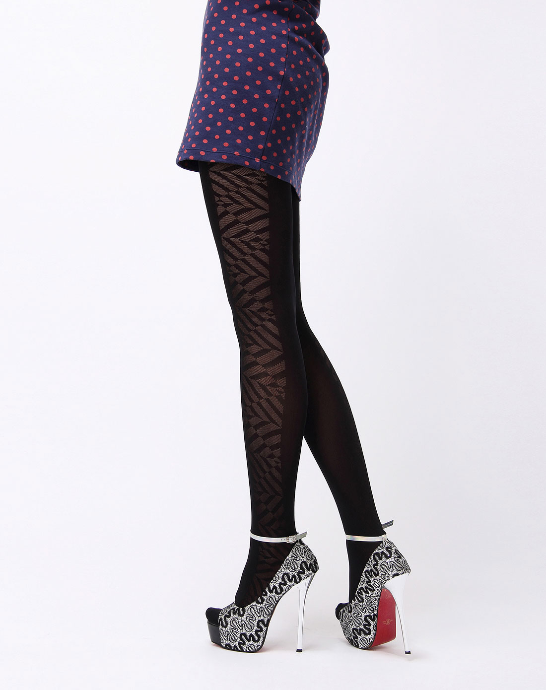 黑色性感镂空提花连裤袜 120d