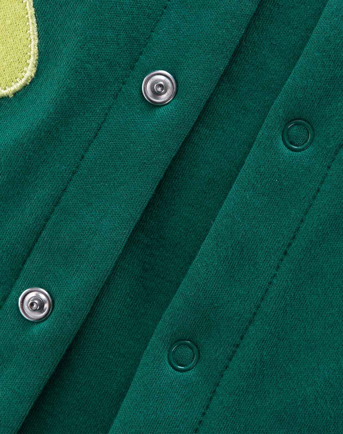 中性深绿靛蓝色小孩长袖前开开闭裆哈衣