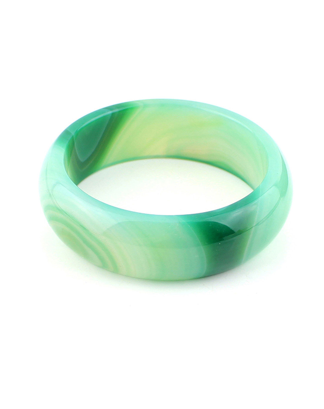 一生一石o-stone饰品专场-3a级巴西花纹绿玛瑙手镯宽壁(附证书)