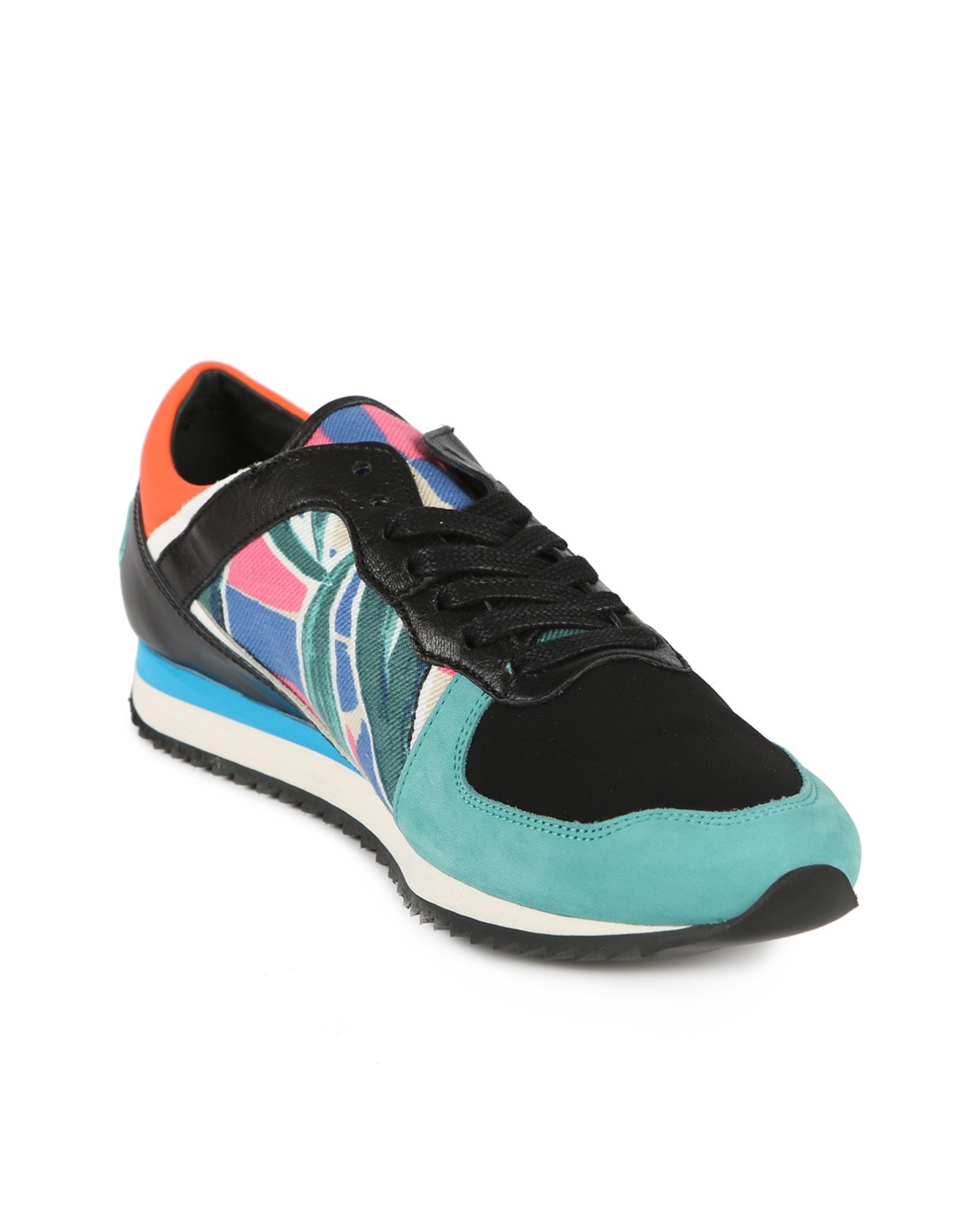 国际大牌kenzo 黑色/蓝绿色牛皮革都市休闲运动系带单鞋f5akz805a14