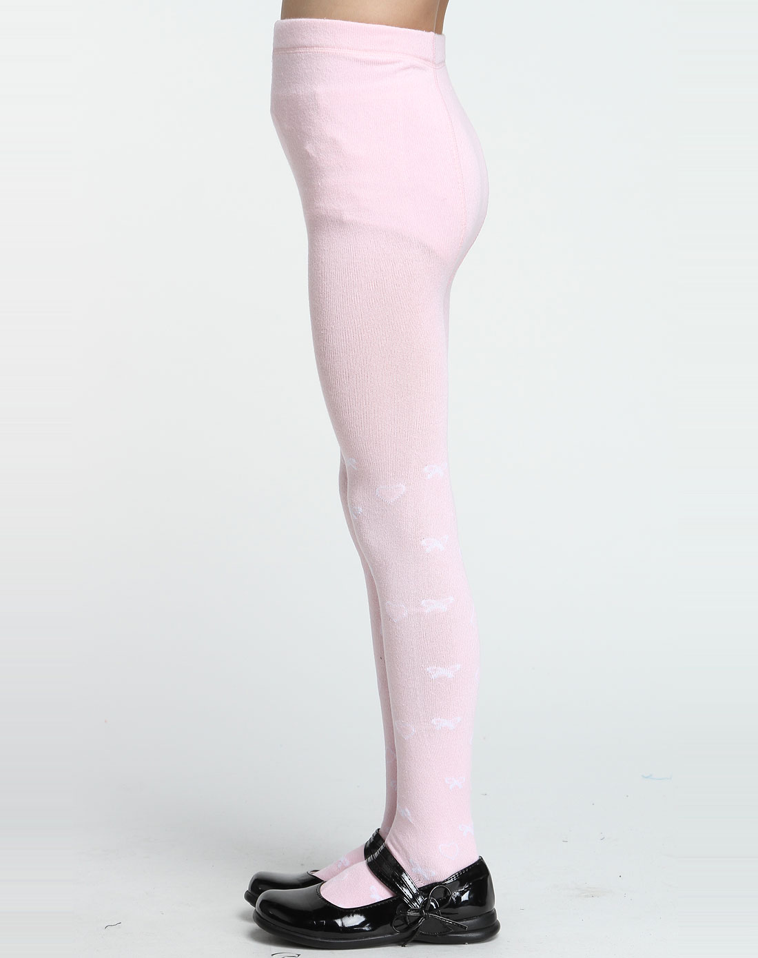 女童粉红色毛织袜裤