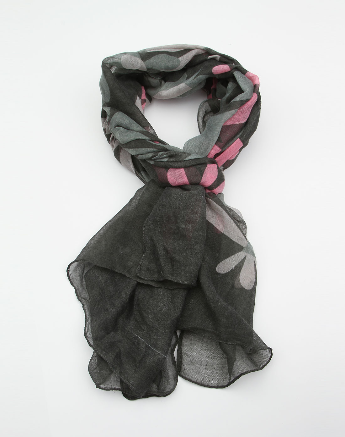 灰色简约花纹围巾