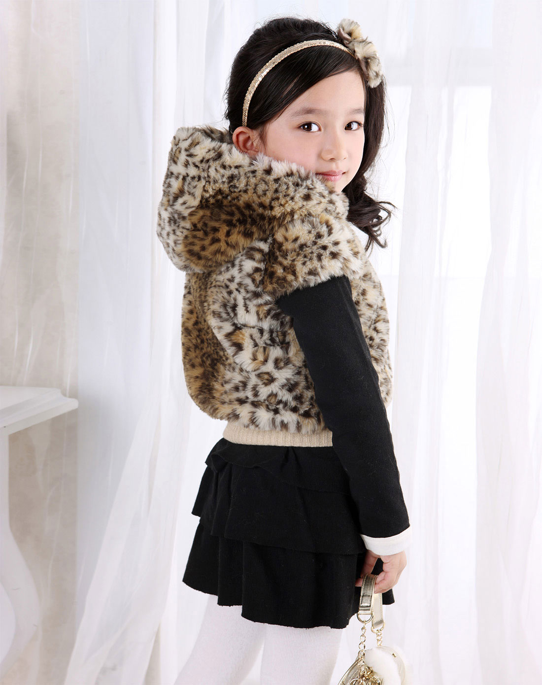 绿盒子greenbox男女童装混合专场-女童豹纹马甲