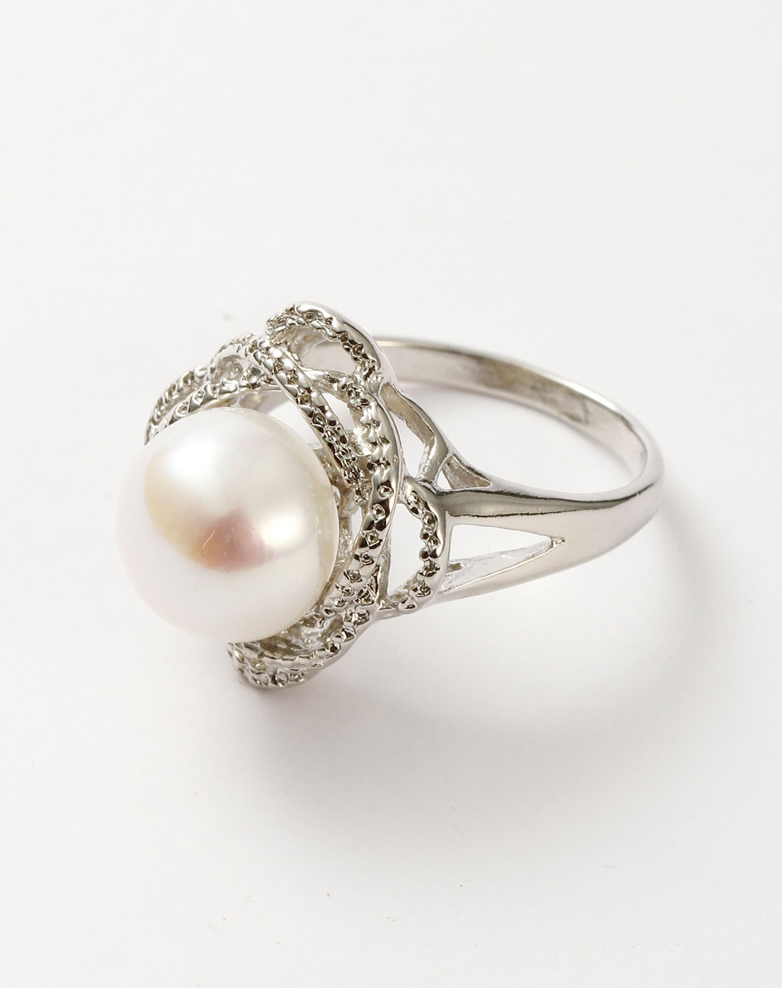 银色时尚名媛天然珍珠戒指