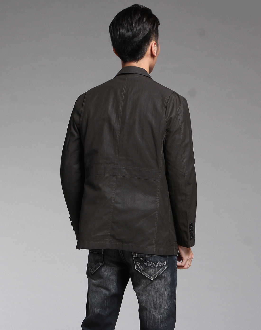 啡灰色时尚休闲长袖西装