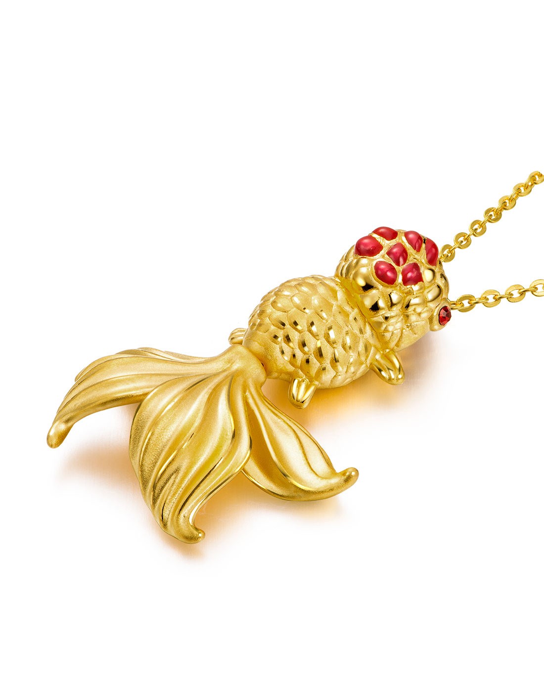 专柜同款足金3d立体年年有余金鱼黄金吊坠4.98克