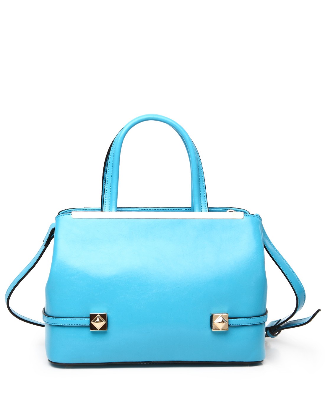 夏季蓝色时尚多袋横款方形女手提单肩包