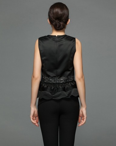 名媛风蕾丝拼接蜂腰式小群摆x型收腰上衣