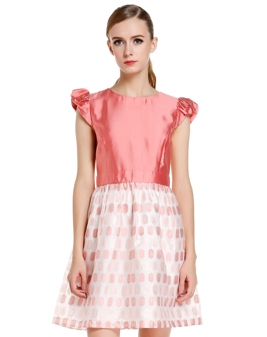 givh shyh 粉橘/粉红色淑女秀气连衣裙