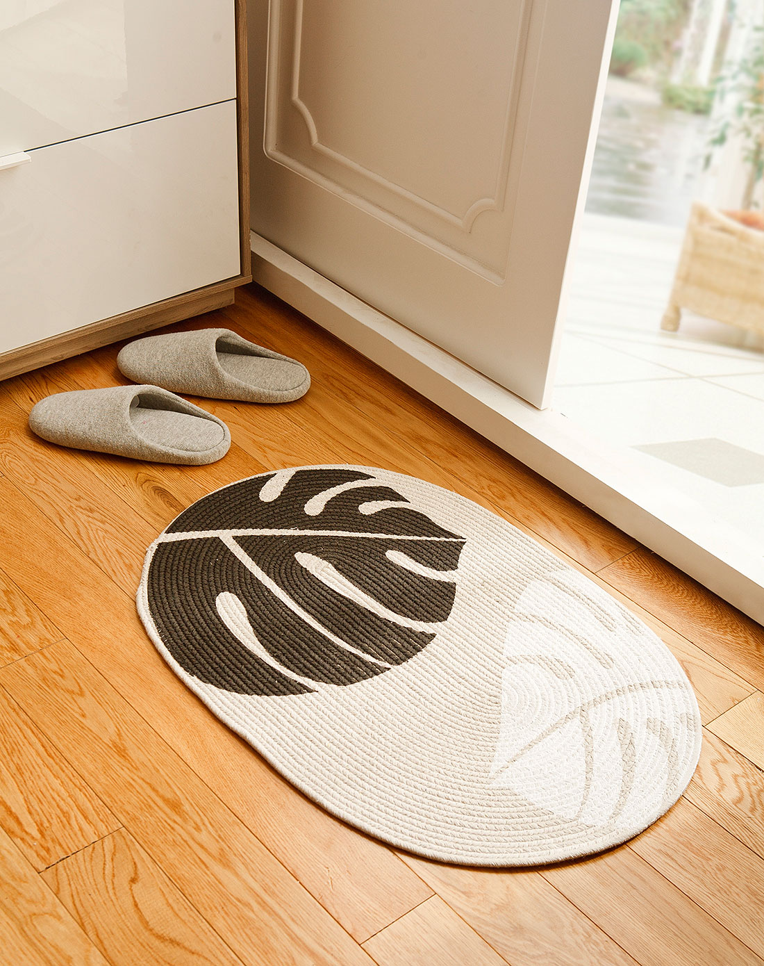 日式纯手工棉地垫/玄关垫-蕉叶