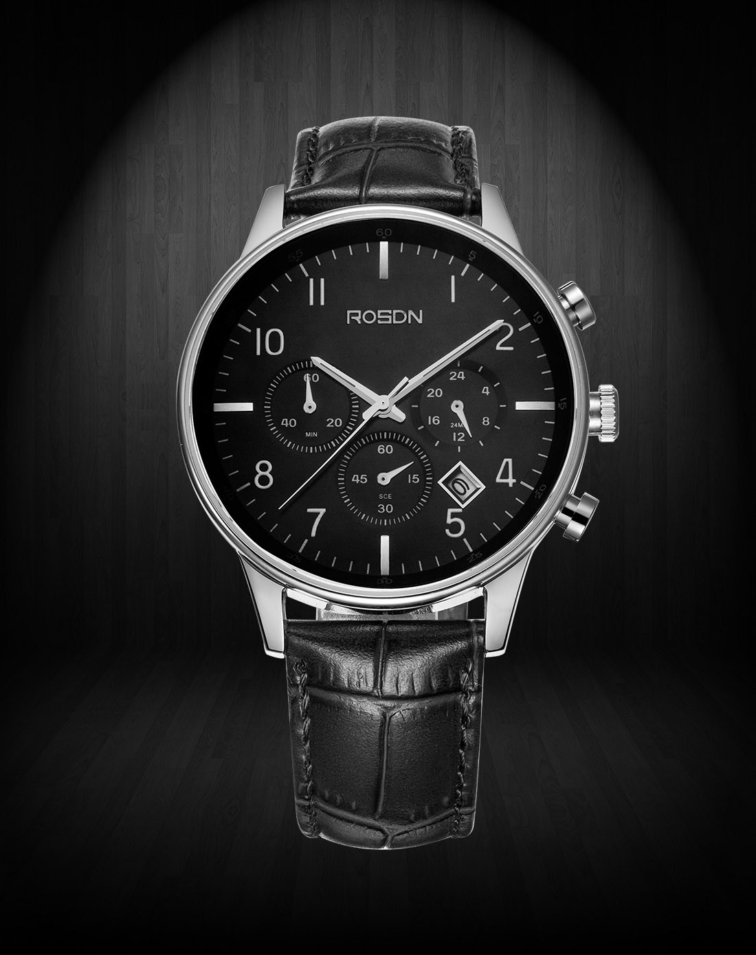 2015专柜热销 个性时尚六针多功能蓝宝石石英男表3162g黑玫