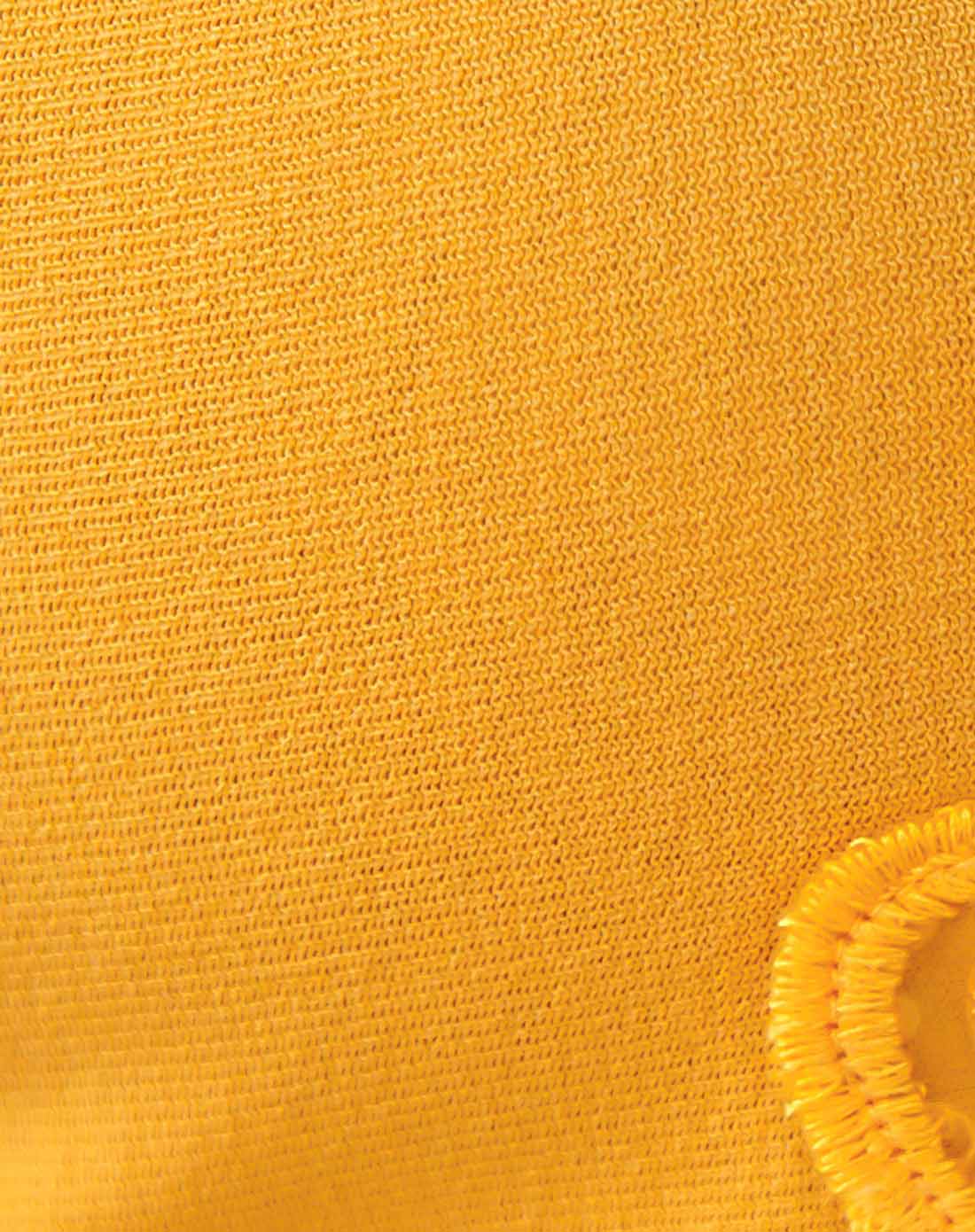 裂帛 橘黄网纱贴布刺绣修身九分袖t恤