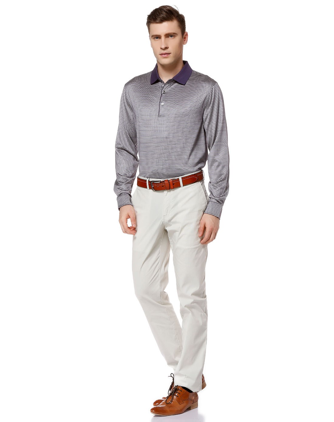 尼诺里拉ninoriva男装专场 精选纯桑蚕丝经典简约条纹长袖t恤