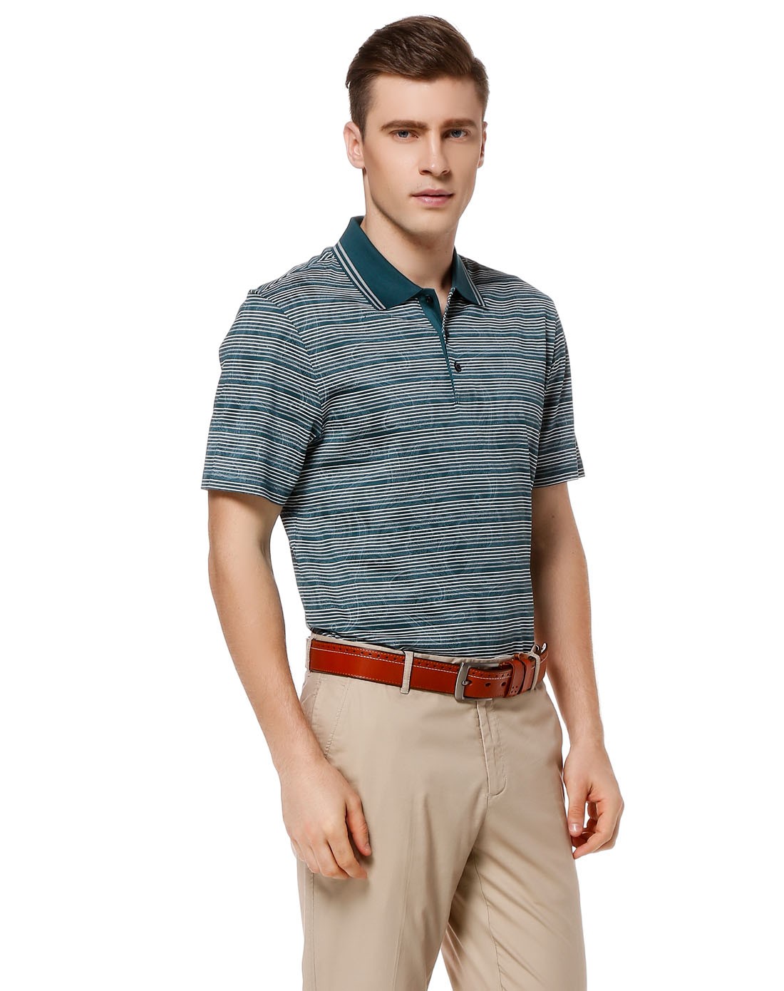 儒雅稳重条纹短袖t恤