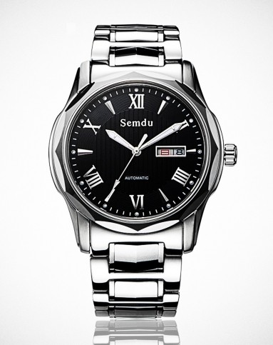 绅度semdu情侣款 商务经典时尚黑色男款全自动机械腕表sd7029gpb_唯品