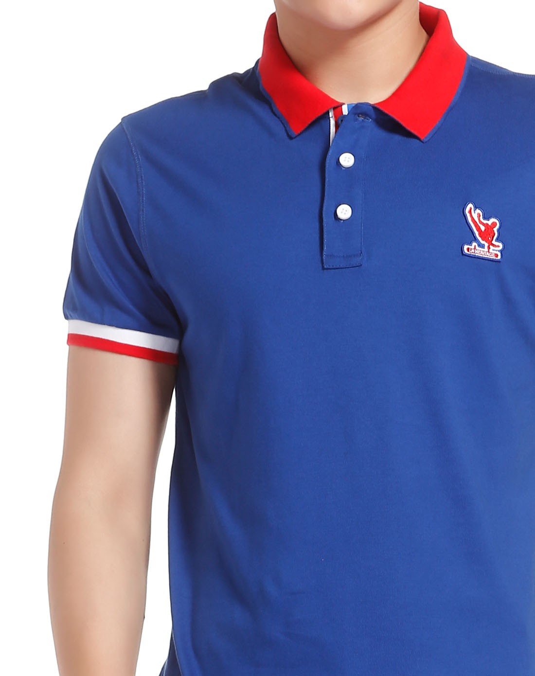 纯棉舒适 男款法瓷蓝色短袖polo衫 运动休闲