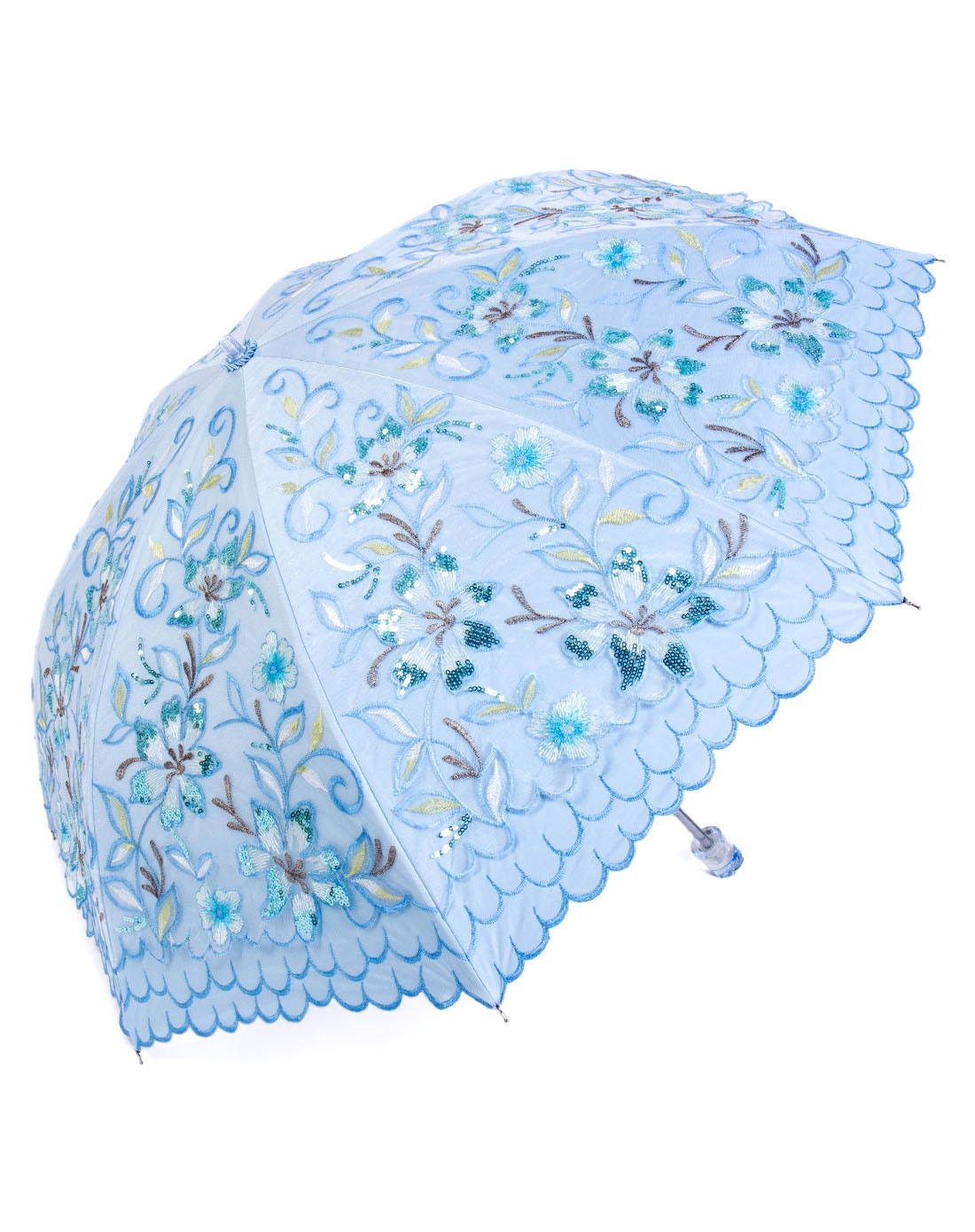 黑胶超强防晒防紫外线二折花案遮阳伞