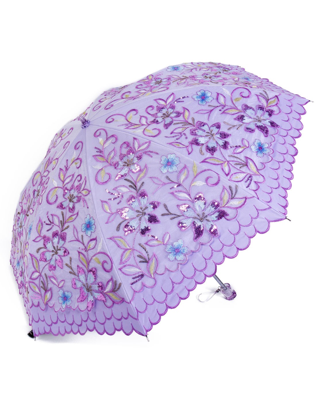 黑胶超强防晒防紫外线二折花案遮阳伞