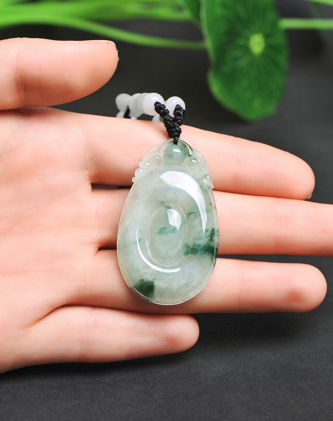 冰糯种飘蓝花玲珑福贝 天然翡翠a货