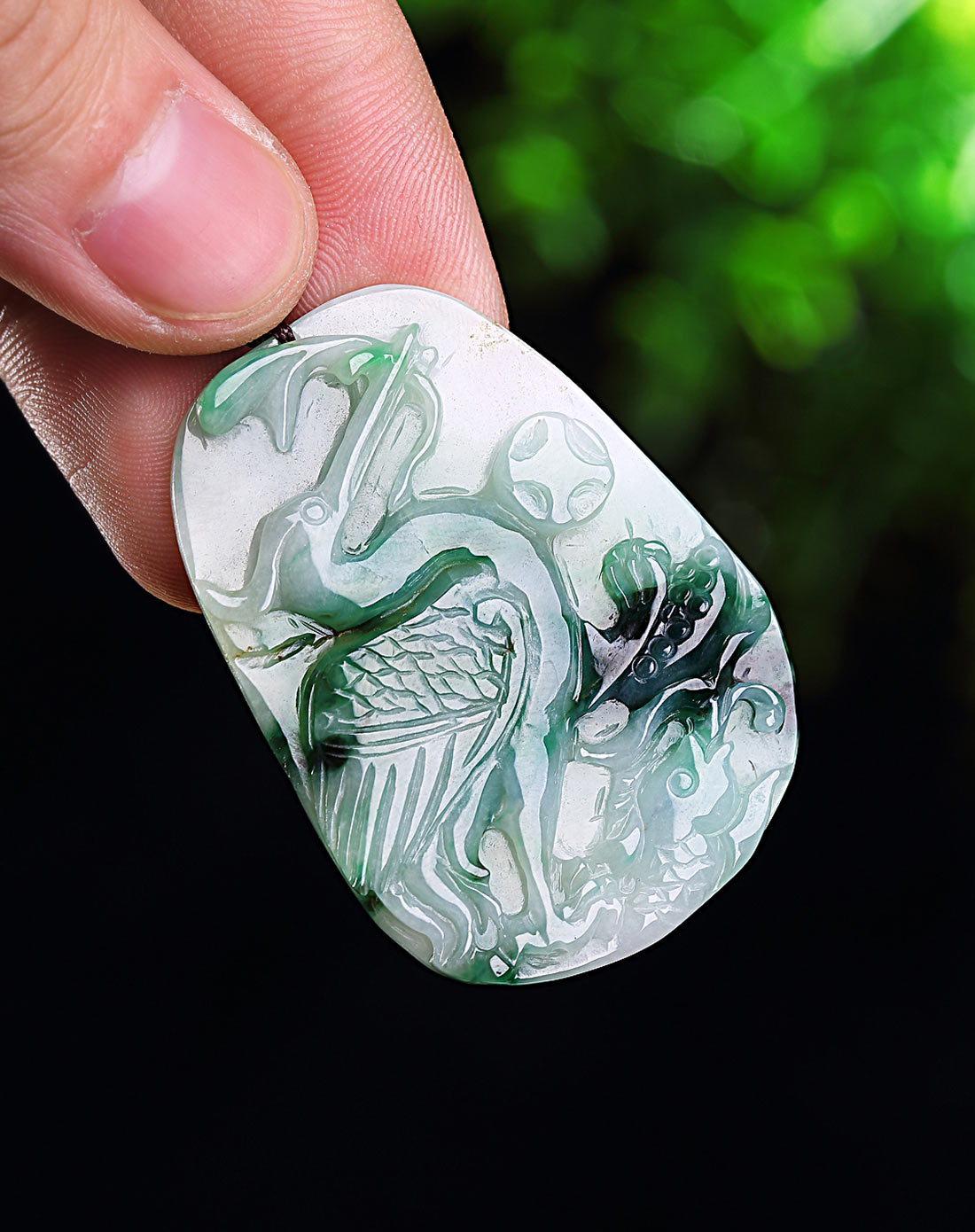 a货翡翠冰糯种水润飘翠绿一路连科高升一品吊坠