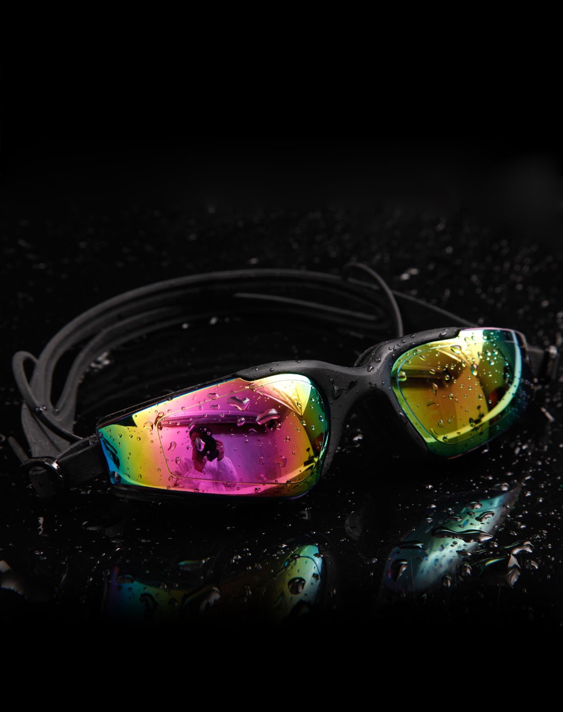 独家订制 大框高清防水防雾黑色泳镜 带耳塞