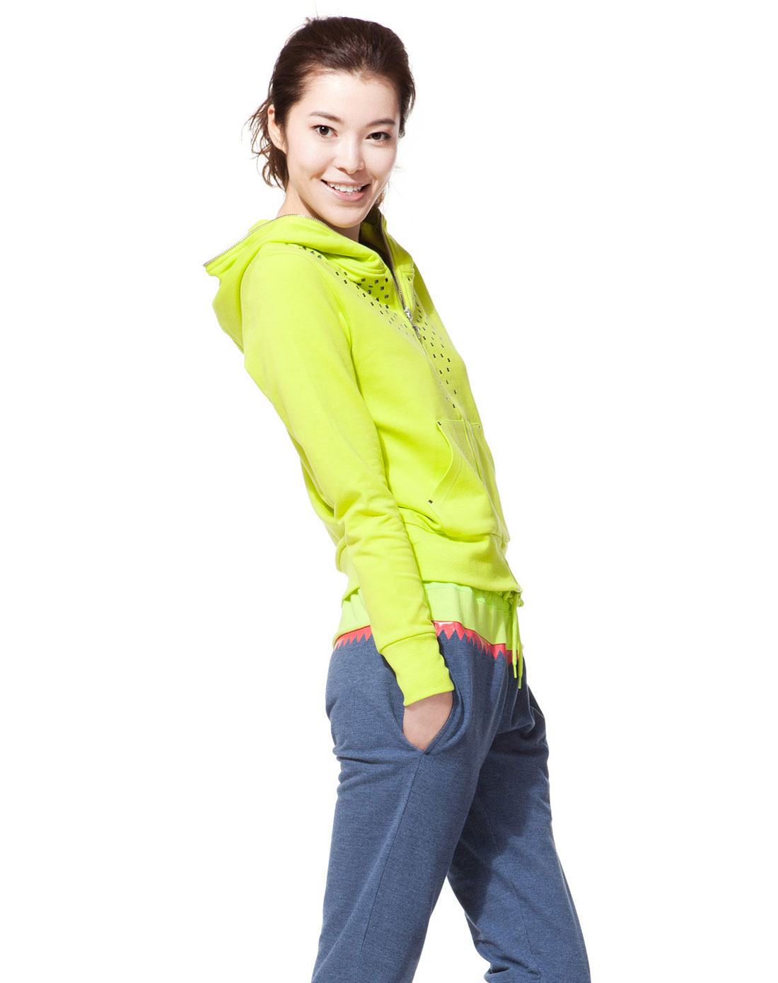 运动生活系列 女款 酸橙绿开衫卫衣