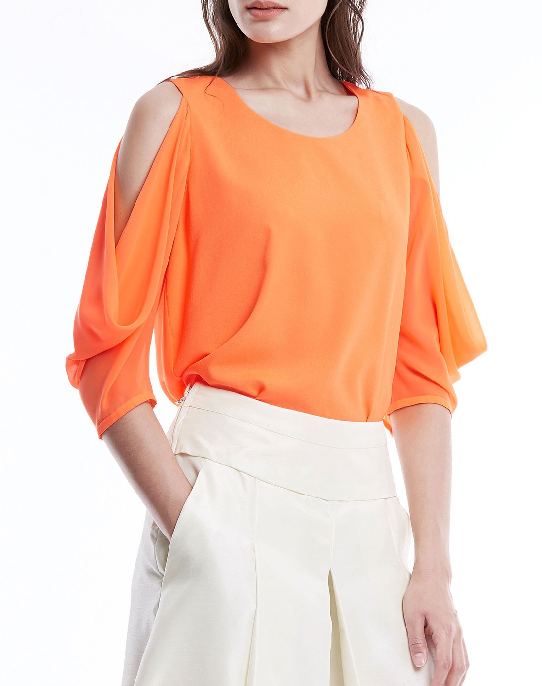 荧光桔色休闲衬衫