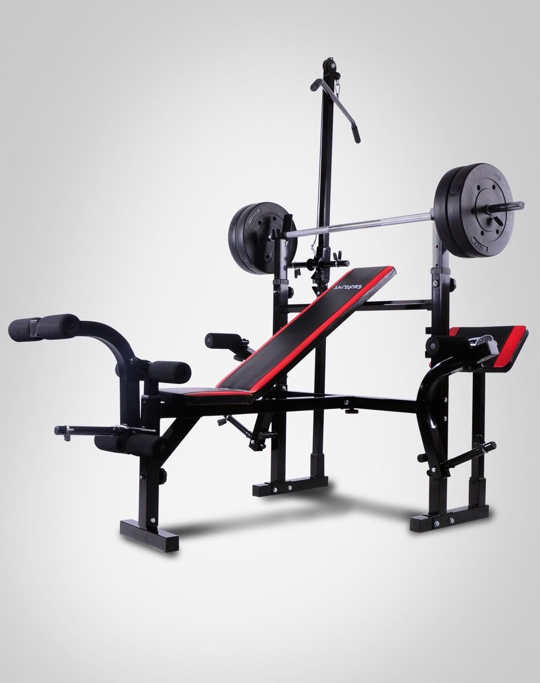 男款黑色杠铃套举重床 多功能深蹲卧推