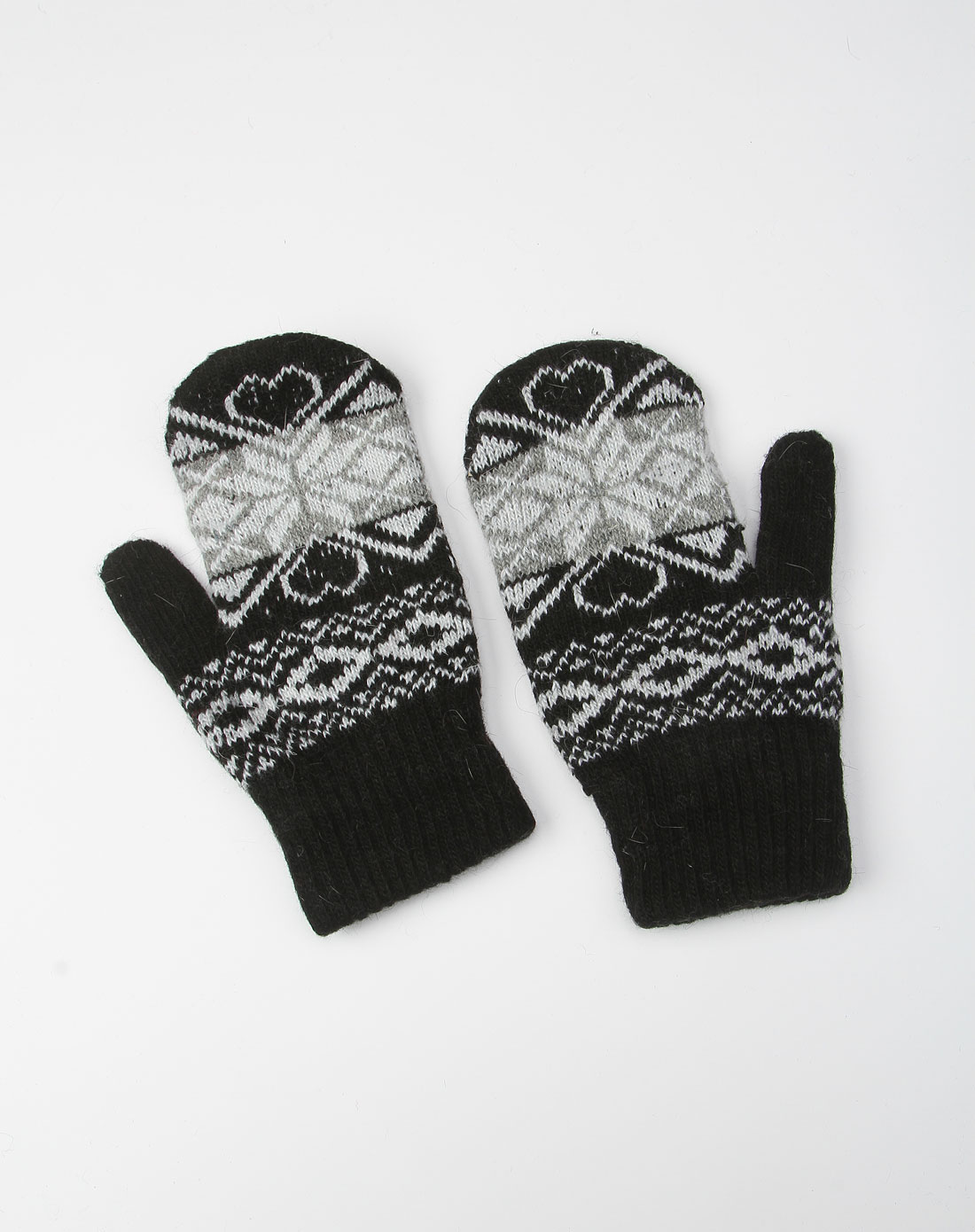 黑色米兰心形花纹半指手套