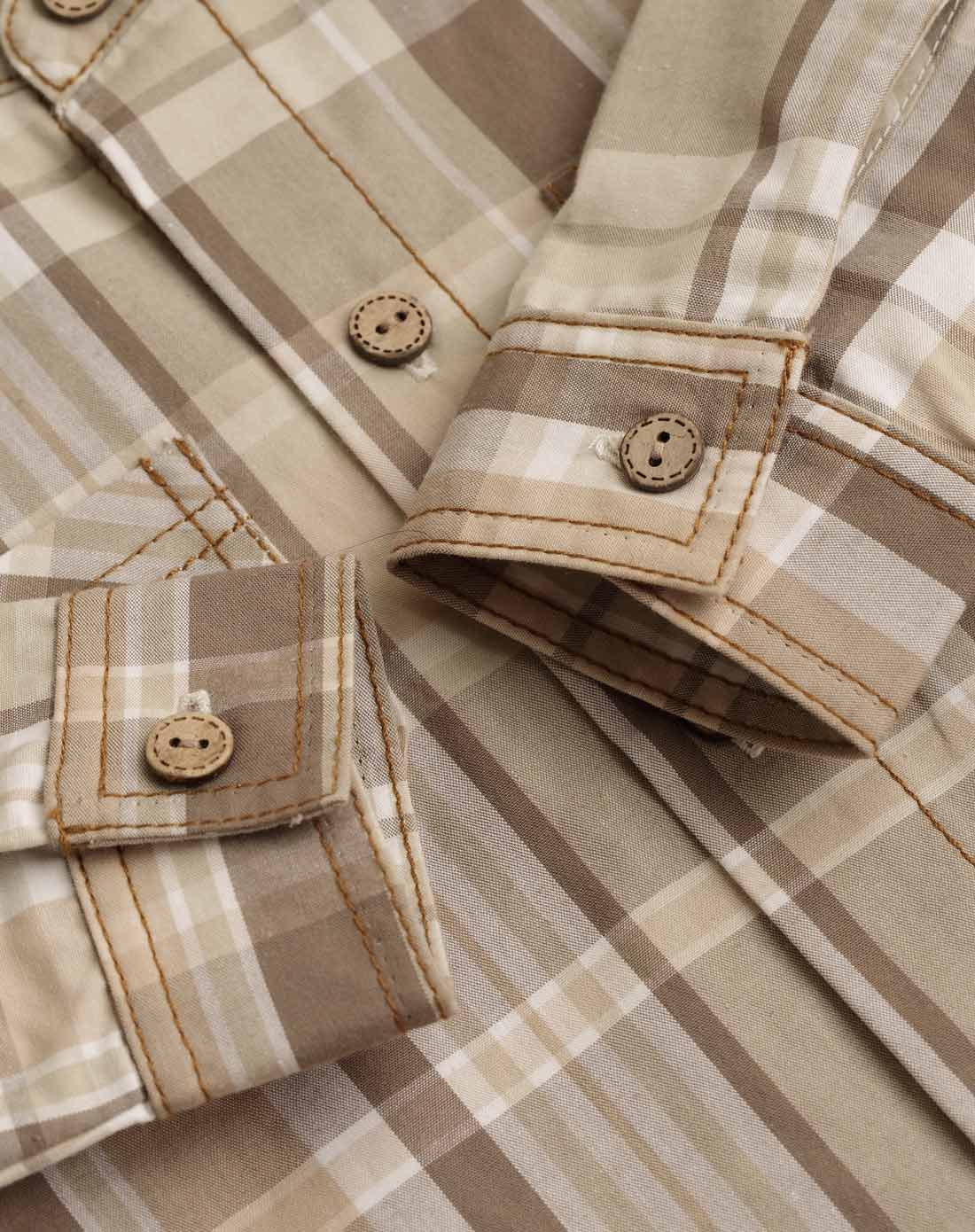 本色棉nature colored婴幼童服饰及用品专场男童棕绿大格梭织布衬衫cl