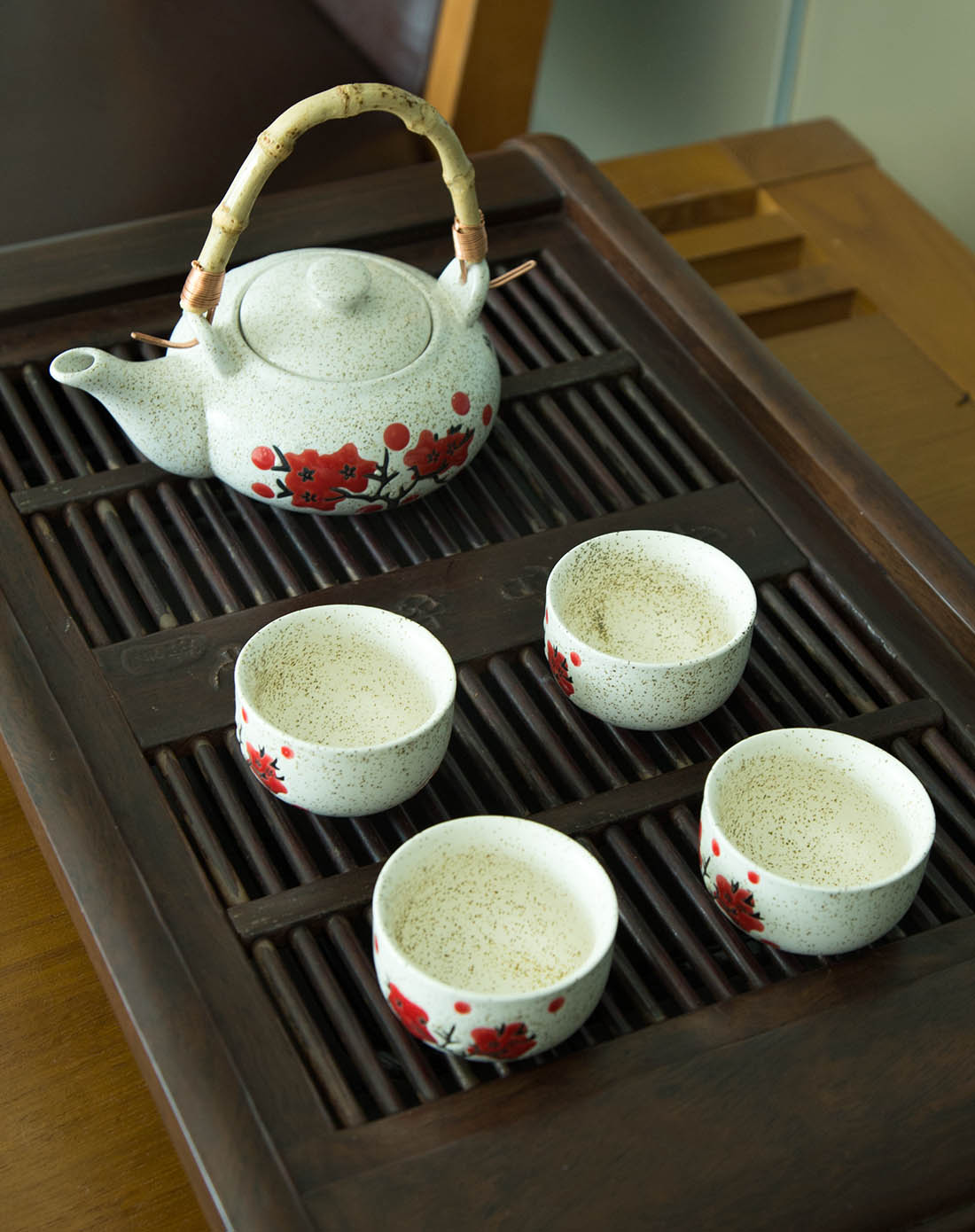 傲雪寒梅古风情怀陶瓷扁壶茶具套装