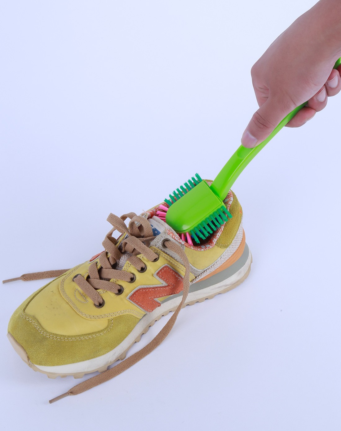 韩国原装进口多功能软毛长柄洗鞋刷-绿色
