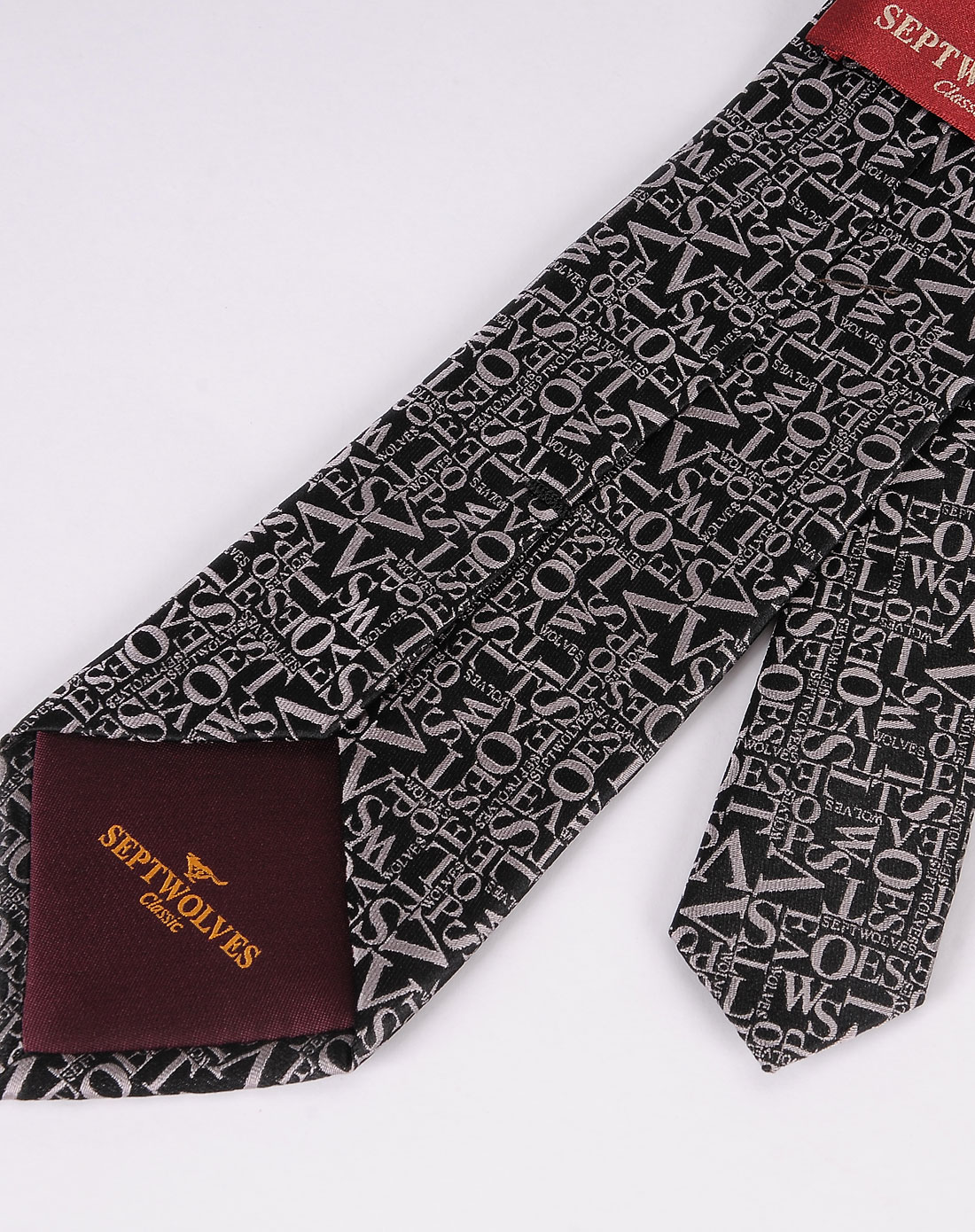 七匹狼septwolves男装专场-黑色印花商务时尚领带