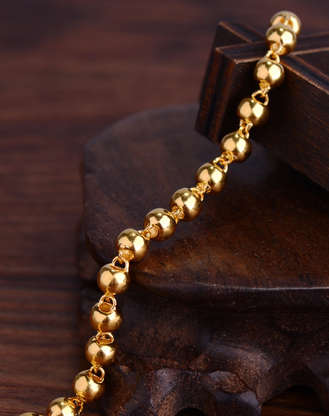 千足金黄金手链光板圆珠(8克)