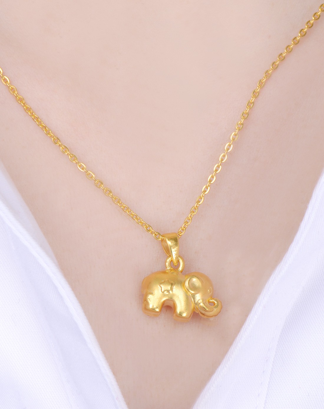 3d硬金千足金黄金吊坠大象(2.21克)