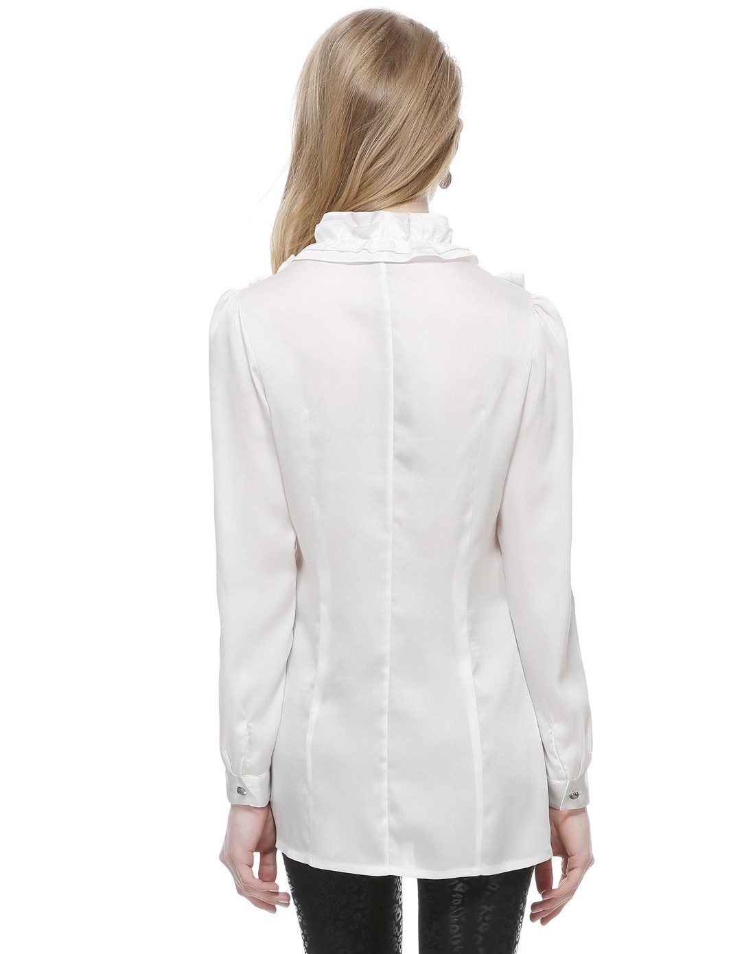 白色褶皱长款衬衫