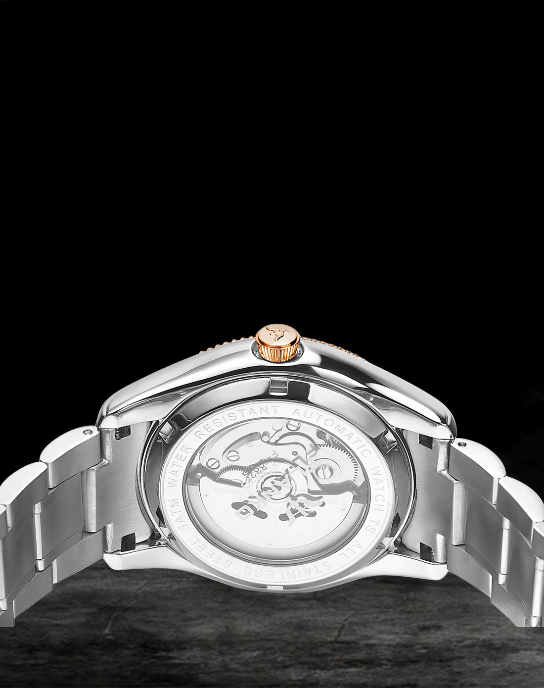 唯品专供 进口全自动机械蓝宝石商务休闲男款