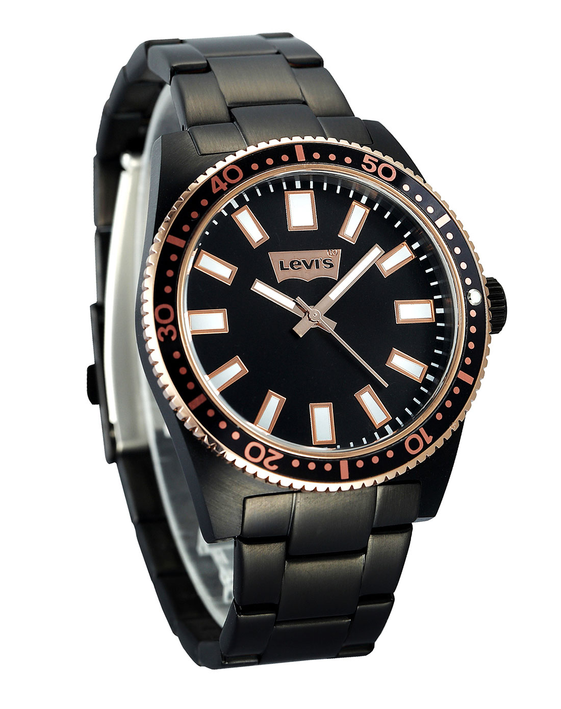 levis 中性款黑色时尚指针钢带石英手表